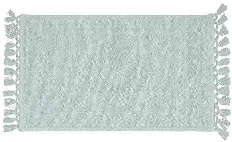 French Connection Nellore Badezimmerteppiche, gewebte und perlenbesetzte Badezimmermatten, langlebige Badteppiche, Dicke Badematten für Badezimmer und Duschvorleger, 43,2 x 71,1 cm, Hellblau