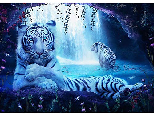 Puzzle 1000 Teile Für Erwachsene Wasserfall 2 Weiße Tiger Wohnkultur Gemälde, Plakate