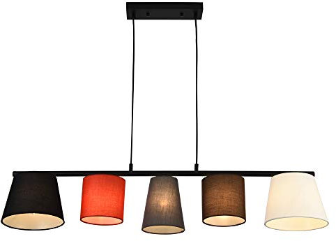 lux.pro Design Hängeleuchte 'Mysen' Pendelleuchte 5-flammig Schwarz Gold Hängelampe Leuchte Stoff