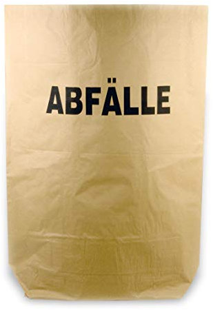 Hypafol Bio Papier Müllbeutel 50 Stück | abbaubare braune Biomüllbeutel für kompostierbare & biologische Abfälle & Papier | ohne Plastik | 2-lagig, Tüten mit 120 L | 700x950+220 mm, Aufdruck Abfälle
