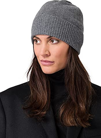 Style & Republic Kaschmir Sport Mütze-Beanie Damen aus 100% Cashmere - Dein kuscheliger Premium Beanie für stilvolle Herbst- & Winter-Momente - Grey