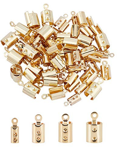UNICRAFTALE Ca. 80St. 4 Größen Golden Folding Crimp Ends Crimps Ends Fold Over Cord Enden Terminatoren Clamp End Tips Schmuck Finding Kit Für Armbänder