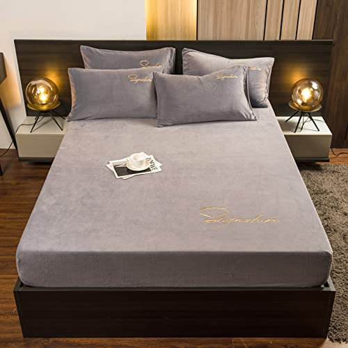 HAIBA Extratiefes Doppelbett Einzelbett 100% GebüRstete Mikrofaser, Sehr Weich, Seidig Glatt Und Knitterfrei,grau,150x200+25cm