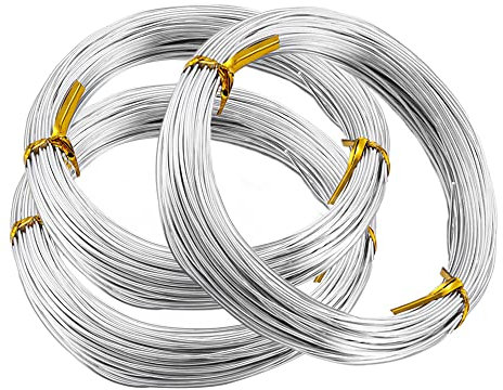 Dtaeye Filo di Alluminio Modellabile 3 Pezzi Filo Metallico Filo Alluminio 2mm Filo Argento Filo per Artigianato in Alluminio Metallico Color Argento Filo Floreale Filo Alluminio per Artigianato