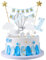 JKJF 1 Geburtstag Tortendeko Junge 1. Geburtstag Kuchen Topper Happy Birthday Banner Girlande Kuchendeko Cake Toppers für Baby Kindergeburtstag – Blau