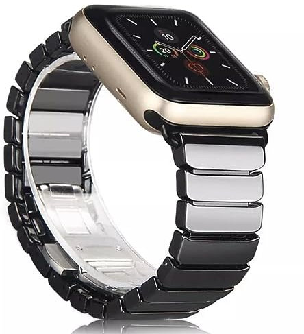 The 5 Shop Keramik Armband kompatibel mit Apple Watch Series 9 8 7 6, ULTRA 49mm, SE Edelstahl Metall Ersatz Armbänder unisex Uhrenband 38/40/41mm kompatibel mit iWatch (42/44/45/49mm schwarz)