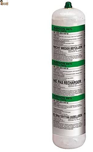 BricoLoco.com Botella gas mezcla argón + CO2 ArCO2. Soldar soldadura MIG. Bombona para soldador hilo o varilla. Botella desechable de 1 litro. Para acero, inoxidable, hierro. (Argón+CO2)