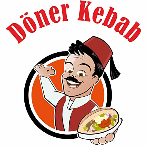 Indigos UG Döner Kebab Aufkleber 40x40 cm bunt - für Schaufensterscheibe - Bistro - Imbiss - Döner Aufkleber gedruckt