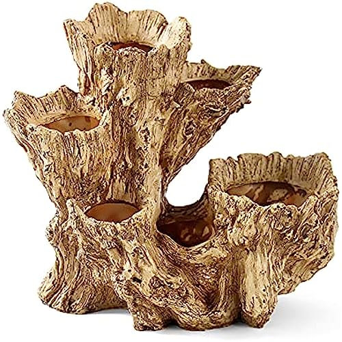 HRTLSS Escultura de Jardinera de Madera Artificial rústica, Maceta suculenta de Cactus de tocón Artificial rústico, decoración de Patio de jardín Decorativo para Troncos