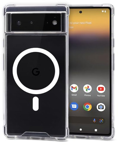 JProtect für Google Pixel 6 Hülle MagSafe (TOP Schutz & Magnetkraft) Magnetische Handyhülle Transparent für Google Pixel 6 – Hülle Magnet für MagSafe Zubehör Durchsichtiges Case Stoßfest