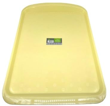 ECO Medium Plastic Serving Tray for Tea & Food Serving | Multi-Purpose Dinner Tray for Home & Cafés | Food Trays for Lap | Multi Color Tea Trays for Kids Breakfast in Bed (Yellow, Medium)
