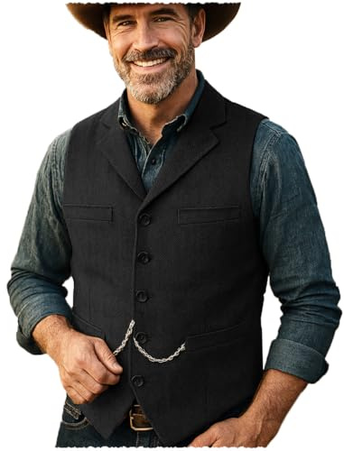 Tuikayoo Herren Tweed Anzug Vintage Weste Herringbone Wolle Abschlussball Weste Trauzeugen