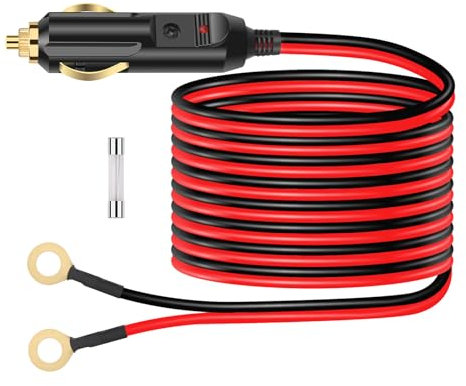Dongge Auto Zigarettenanzünder Stecker Adapter mit Kabel 12 V 24 V mit Ösenklemmen 2m