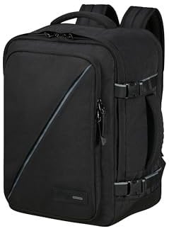 American Tourister Take2Cabin - Wizz Air/Vueling Kabinentasche 30 x 20 x 40 cm, 26.5 L, 0.60 kg, Handgepäck, Flugzeug Rucksack S/M Underseater, Schwarz (Black)