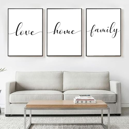 AWKFHF Liebesherz Strichzeichnung Familien Sweet Home Schwarz-Weiß Leinwand Bilder Poster Kunstdruck Wohnzimmer Schlafzimmer Wand Deko(Kein Rahmen) (Minimalist-02,3X40X50CM)