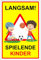 Pubblimania Achtung Kinder Schild Warnschild spielende Kinder - Vorsicht Hier Spielen Kinder - Bitte langsam Fahren | 3 mm starkes Aluminium Cm 30X40 (Achtung Kinder Schild)