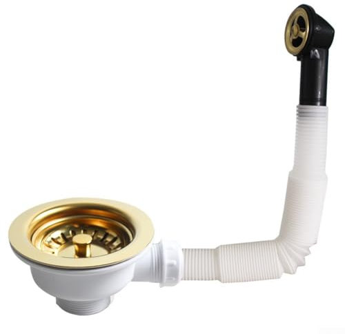 Colador de desagüe para fregadero, 114 mm, chapado en oro, evita el desbordamiento, anticorrosión, para cocina, baño