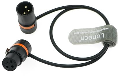 Uonecn Rotatable Audio Cable Low Profile 3 Pin XLR Male to Female Cable for Microphone, Camera, Mixer, Recorder 45 cm