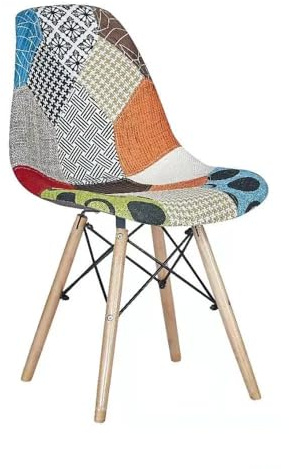buybuy Sedia serie Picasso in PP con seduta in spugna ricoperta con stoffa in stile patchwork, piedi in legno di faggio e metallo Patchwork PIC002