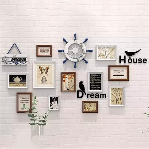 11er-Pack Collagen-Bilderrahmen, Fotorahmen-Set, Treppenhaus-Wandkunst-Dekor, hängende Bilder, Heimhintergrund-Dekor für Wandgalerie-Dekor, zum Aufhängen oder als Tischdisplay(Color:Brown)