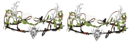Ciieeo 2 Stück Rattan Girlande Elfenkrone Kopfschmuck Halloween Stirnbänder Haarschmuck Blumen Stirnband Cosplay Stirnband Simulationsblatt Kopfschmuck Blumenkrone