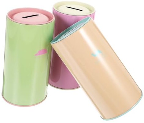 BRIGHTFUFU 3pcs Boys and Girls Saving Pot Money Box Tinplate Pencil Holder for Saving Money Multipurpose Pot Box for Boys and Girls for Home Classroom Use