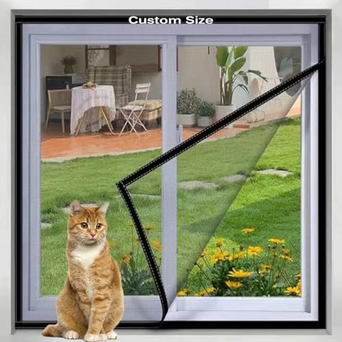 Custom Size Cat Protection Window Guard with Bilateral Zipper,DIY Fly Screens for Windows,Prevents Insects/Flies/Mosquitoes from Entering The Room