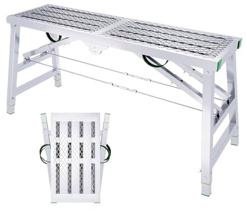 400kg Load Portable Folding Scaffolding - Adjustable Height Work Platform Scaffold Tower for RV Cleaning, High Painting Walls, Drywall Decorating