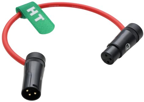 HangTon Audiokabel für Aufnahmegerät Mischpult Mikrofon Lautsprecher Soundgeräte Mixpre 10 II Zoom F8n Zaxcom Sony Canon Kamera, XLR 3 Pin Stecker auf Buchse, Low-Profile rechtwinklig Rot 30cm