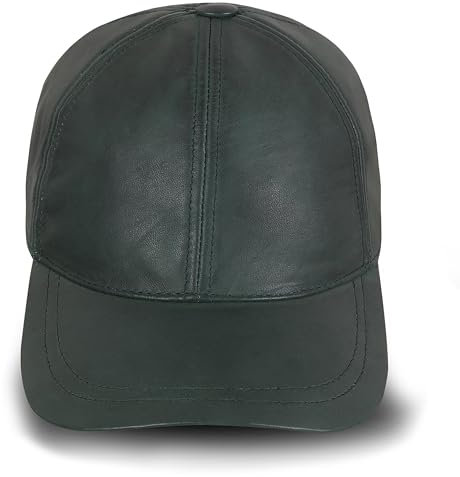 URBAN 5884 Lederhut - Herren-Damen-Echtlederhut mit Visier, weiche Lederkappe, Unisex, Grün