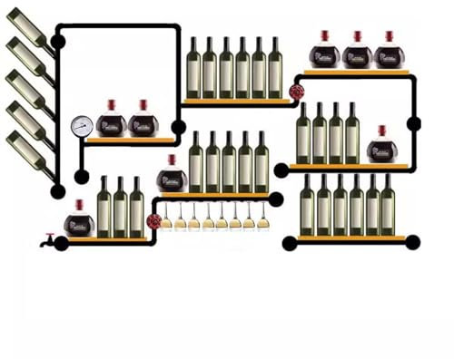 huanglyc-232 Weinregal Weinregal, Eisen, Wasserbutler, Industrie-Stil, Weinkühler, Wandmontage, dekoratives Wandregal, kreativ Flaschenregal