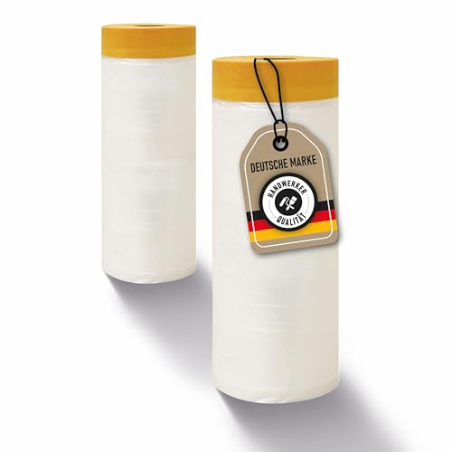 ELITE 2x Turbo Cover Gold Goldband-Masker 1100 mm x 33 m | Extra dünnes WASHI-Spezialpapier mit LDPE-Folie - UV-beständig bis 6 Wochen, hitzebeständig bis 100°C