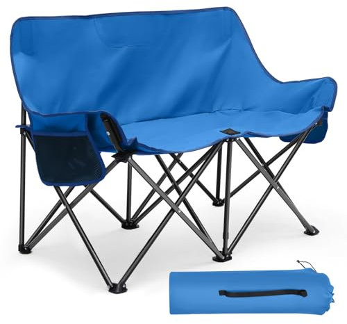 Sunula Klappbares Campingsofa für 2 Personen - Tragbarer CampingstuhI mit Armlehne und Tragetasche, perfekt für Picknick, Camping, Garten, Balkon, Zelten und Angeln