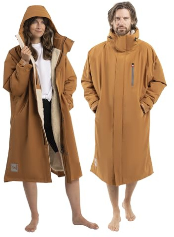 Red Original Premium EVO PRO Unisex Waterproof Dry Changing Robe, Extra Warm Lightweight Luxury 100% Recycled Material, B Corp Certified (Caramel, M)