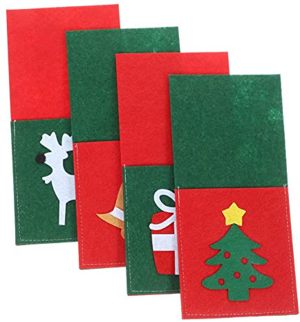 Ipetboom 4pcs Cutlery Bag Cutlery Set Tableware Utensil Holder Tableware Pouch Merry Christmas Decoration Decorations Cutlery Pouch Bag Silver Covers Small Nesting Party Eve Felt Cloth