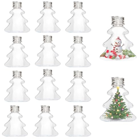 12 Stück Durchsichtige Weihnachtskugeln Plastik Weihnachtsbaumkugeln Befüllbare Kunststoffkugeln 50ml DIY Weihnachts Ornamente Für Weihnachten Halloween Geburtstag Decoration (Clear-A)