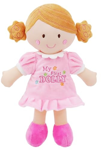 Lullaberry My First Doll Kaitlyn – 30cm Soft Plush Baby Doll in Pink Outfit – First Snuggle Doll for Newborns, Toddlers & Preschoolers