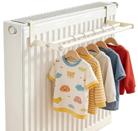 Etendoir Radiateur, Porte Serviette Radiateur Radiateurs Suspendus, Support Serviette Salle De Bain Double Barre, Aucun PerçAge Requis, Distance Murale RéGlable,Porte Serviette Multifonctionnel (48cm)