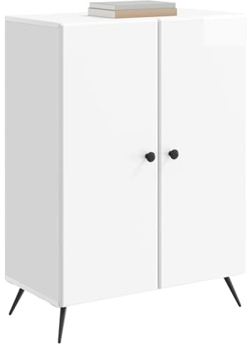 vidaXL Sideboard Hochglanz Weiß 66 x 34,5 x 90 cm Holzwerkstoff, Wohnzimmer, rechteckige, Moderne Aufbewahrung, geräumiger Buffet-Schrank, Coole Sideboards, Elegante Wohnaccessoires