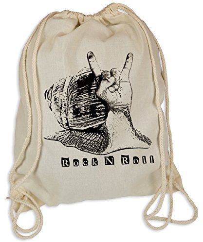 Rock N Roll Schnecke - Gymsac Turnbeutel - Stoffbeutel Hipster Sportbeutel Rucksack Tasche Musik Band Rocker Schnecke
