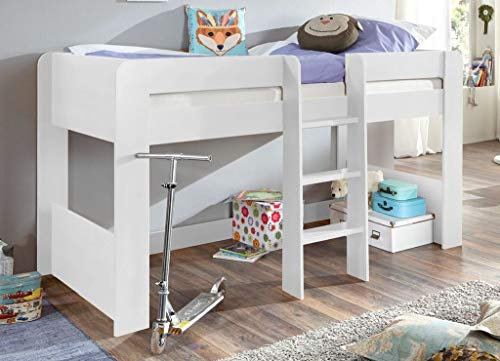 Froschkönig24 Hochbett ANDI 1 Kinderbett Spielbett halbhohes Bett Weiß