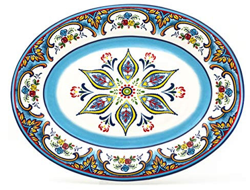 Euro Ceramica Inc. YS-ZB-1014-DS Zanzibar - Plato ovalado, cerámica, multicolor