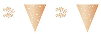Wimpelkette Mr & Mrs, Rose Gold/weiÃŸ, ca. 6 Meter