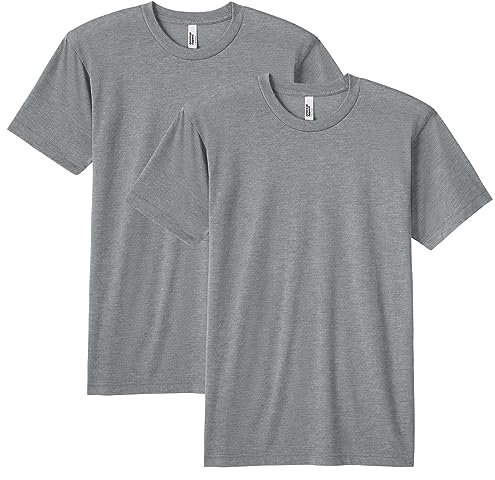 American Apparel Tri-Blend Crewneck Short Sleeve Track T-Shirt, 2-Pack, Gris athlétique (Lot de 2), XXL Mixte