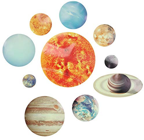 Garsent Leuchtende Aufkleber, 10 Planeten, Wandaufkleber, Creaties, abnehmbar, glänzend, Riesen-Planeten des Sonnensystems, fluoreszierend