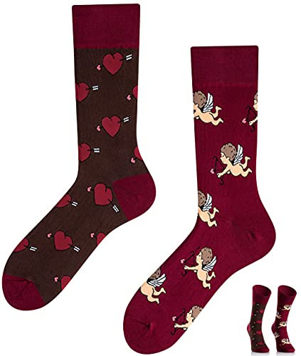 TODO Colours Lustige Socken mit Motiv - Mehrfarbige, Bunte, Verrückte für die Lebensfreude (43-46, Amor Pfeil, numeric_43)
