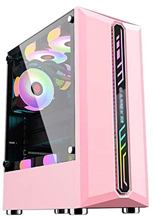 Caso Di Gioco, Di Caso PC Gaming ATX Mid-Tower - I/O Anteriore USB 3.0 Port - Vetro Acrilico Pannello Laterale - Sistema Di Gestione Dei Cavi - Water-Cooling Pronto (Color : Pink)