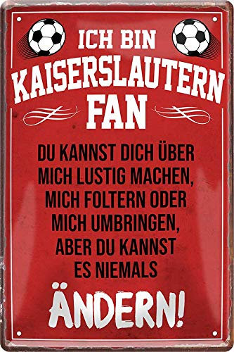 Blechschilder Hier wohnt EIN Kaiserslautern Fan/Offizieller Kaiserslautern Fan/Ich Bin Kaiserslautern Fan Deko Metallschild Schild Artikel Geschenk zum Geburtstag oder Weihnachten (Rot (20x30))