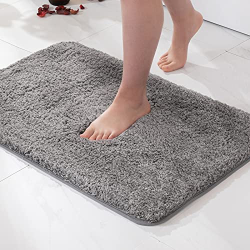 MIULEE Badematte Weiche Badteppich rutschfest Badvorleger Fußmatte Badzimmermatte Bettvorleger Flauschig Teppich Badezimmerteppich Duschmatte für Bade & Wohnzimmer Schlafzimmer 40x60 cm Grau