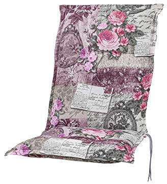 Kettler Polen KETTtex 0798 Auflage Mittellehner Florence Blumen rosa-grau Landhaus Sitzpolster 110x50x8 cm